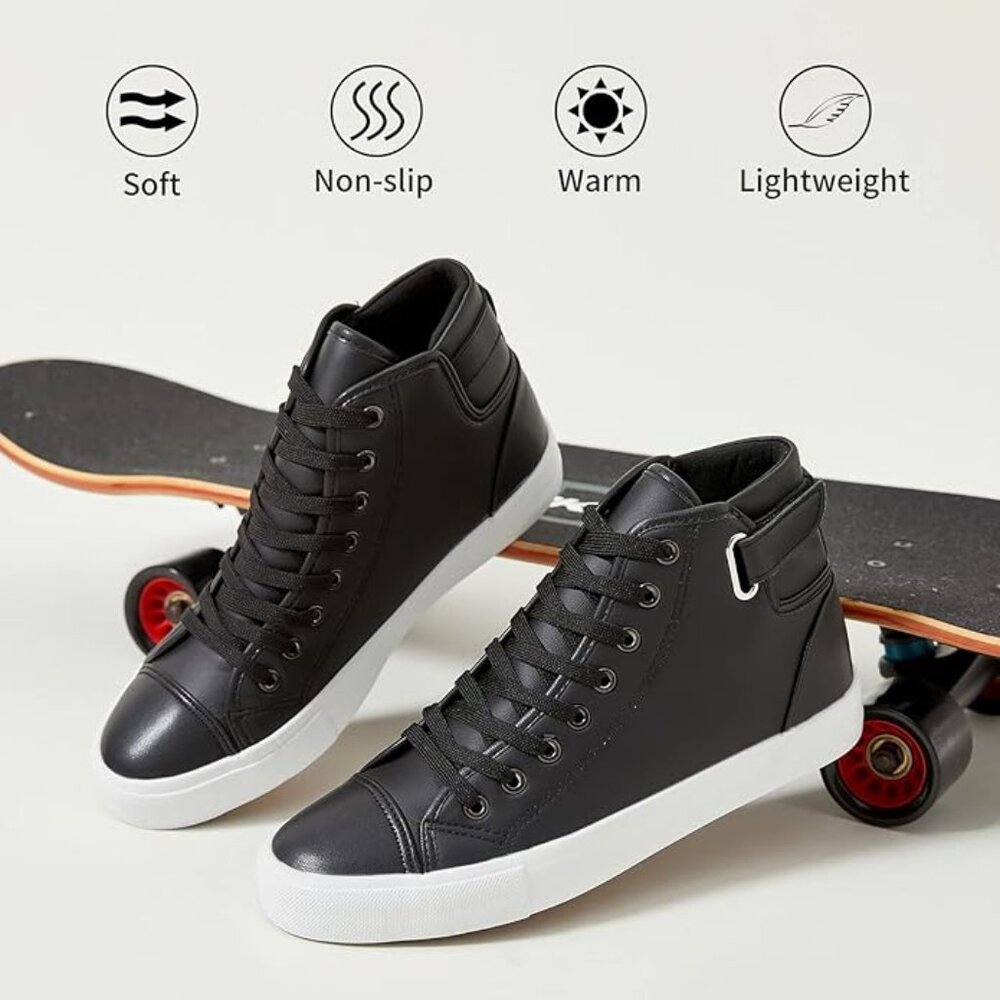 Yageyan Men White high top Sneakers for Casual Black